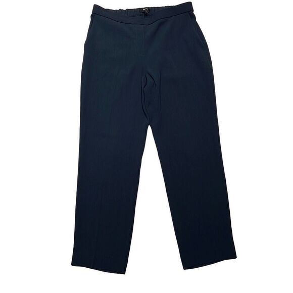 Theory Womens Mid-Rise Flat Front Pull-On Straight Leg Cropped Pants Navy Size 4 - Picture 1 of 7